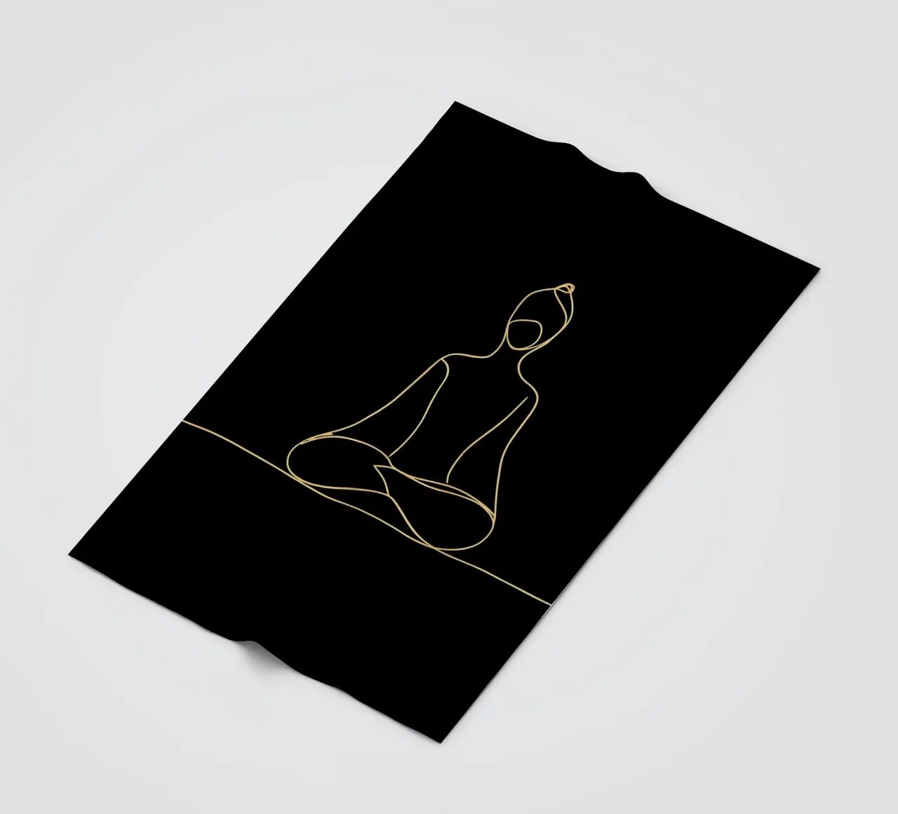 Minimalist Line Drawing of a Meditating Man | Modern Abstrac fleece blanket by Viv Line Art