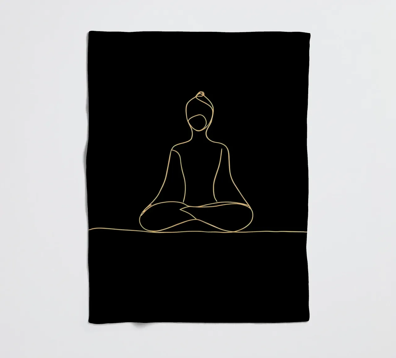 Minimalist Line Drawing of a Meditating Man | Modern Abstrac fleece blanket by Viv Line Art