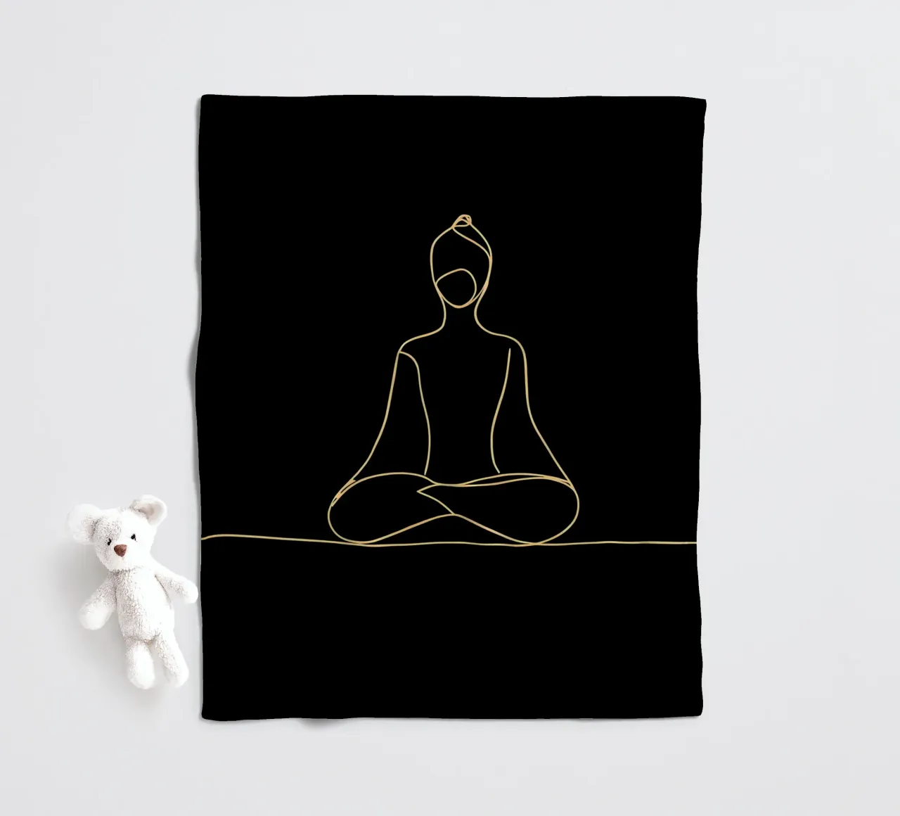 Minimalist Line Drawing of a Meditating Man | Modern Abstrac fleece blanket by Viv Line Art