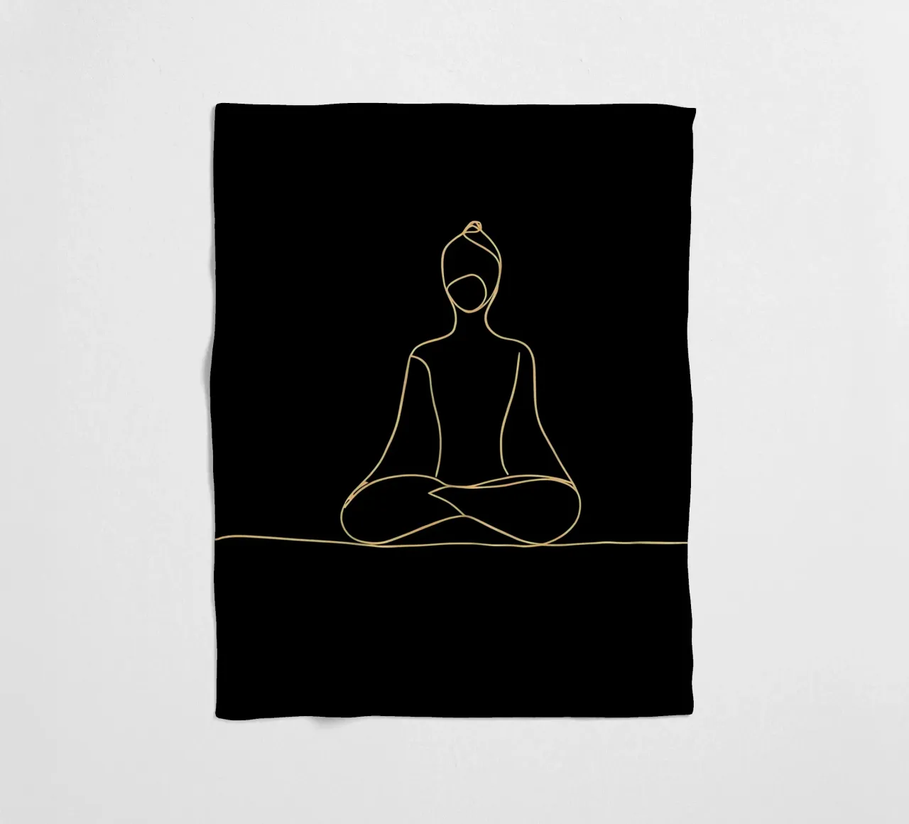 Minimalist Line Drawing of a Meditating Man | Modern Abstrac fleece blanket by Viv Line Art