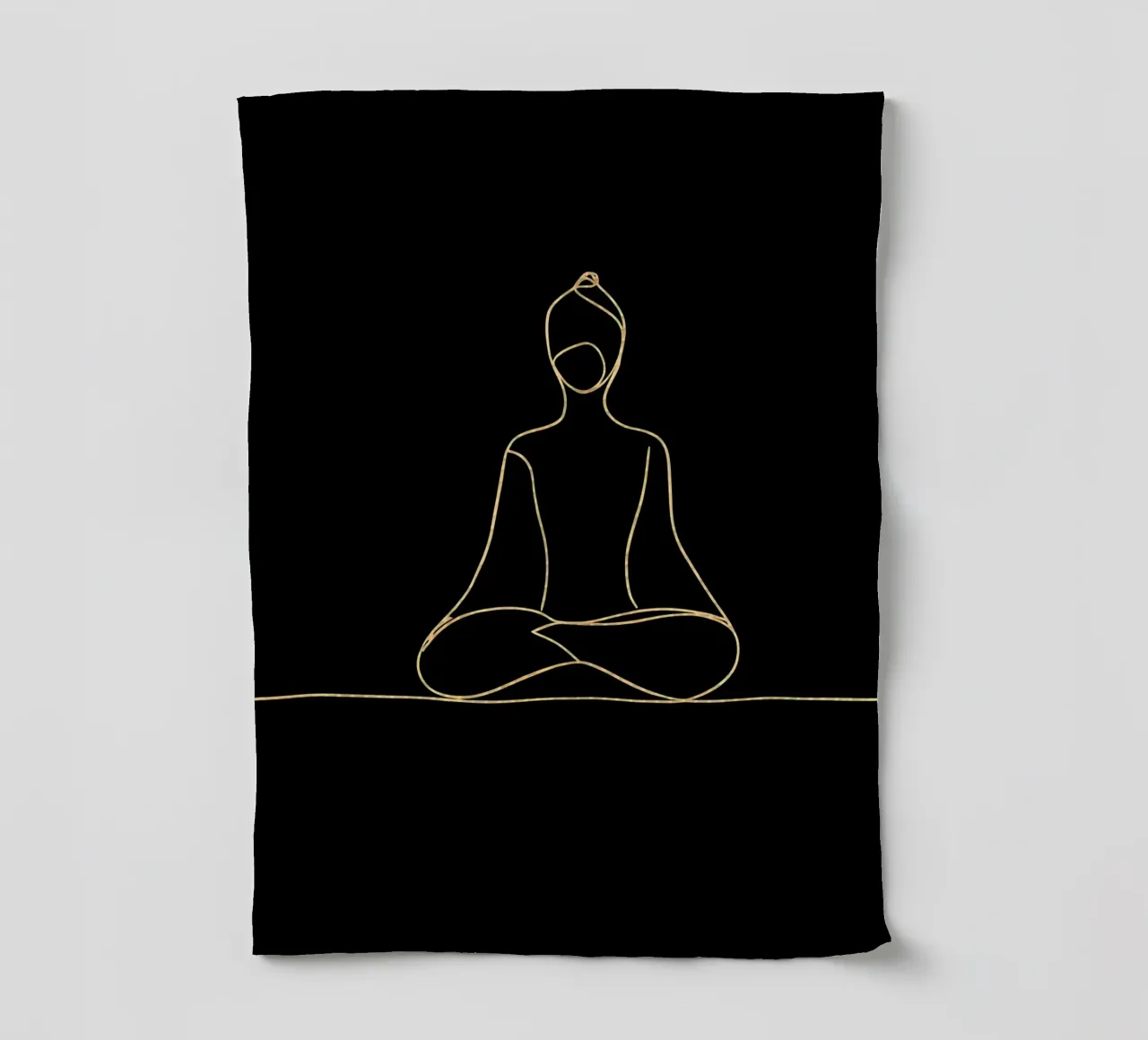Dibujo lineal minimalista de un hombre meditando | Modern Abstrac paño de cocina de Viv Line Art