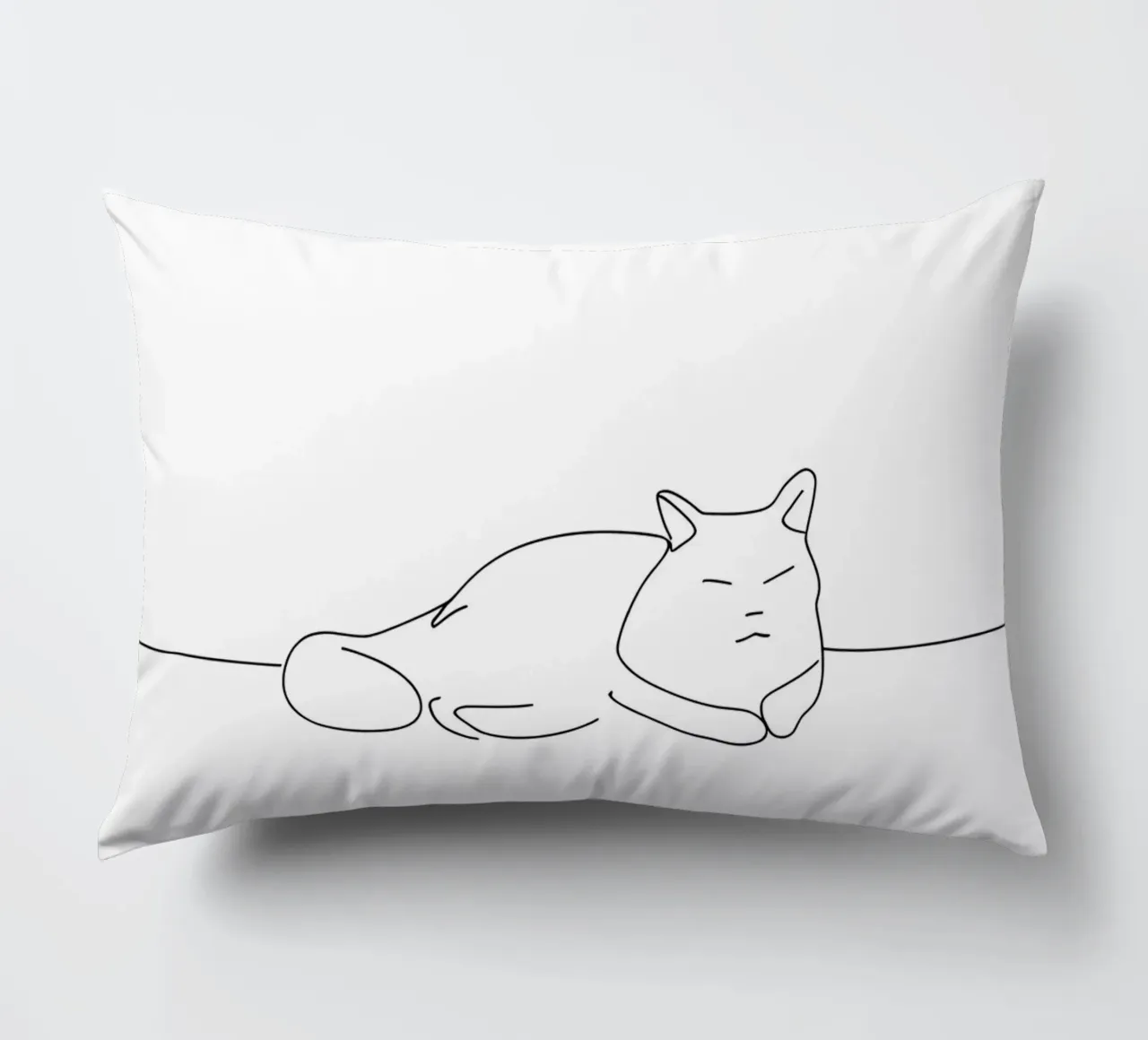 Minimalist Line Drawing of a Cat Sleeping | Modern Abstract decorative cushion by Viv Line Art