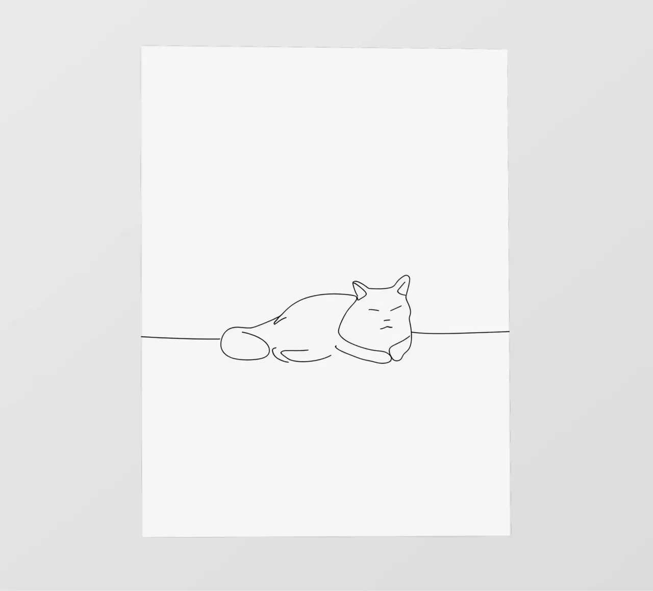 Minimalist Line Drawing of a Cat Sleeping | Modern Abstract pvc cover by Viv Line Art