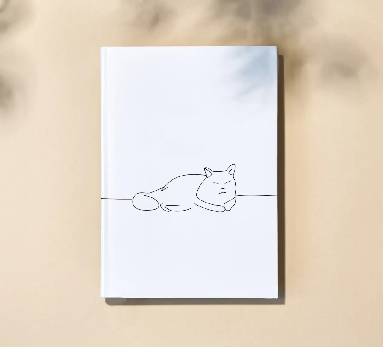 Minimalist Line Drawing of a Cat Sleeping | Modern Abstract notebook by Viv Line Art
