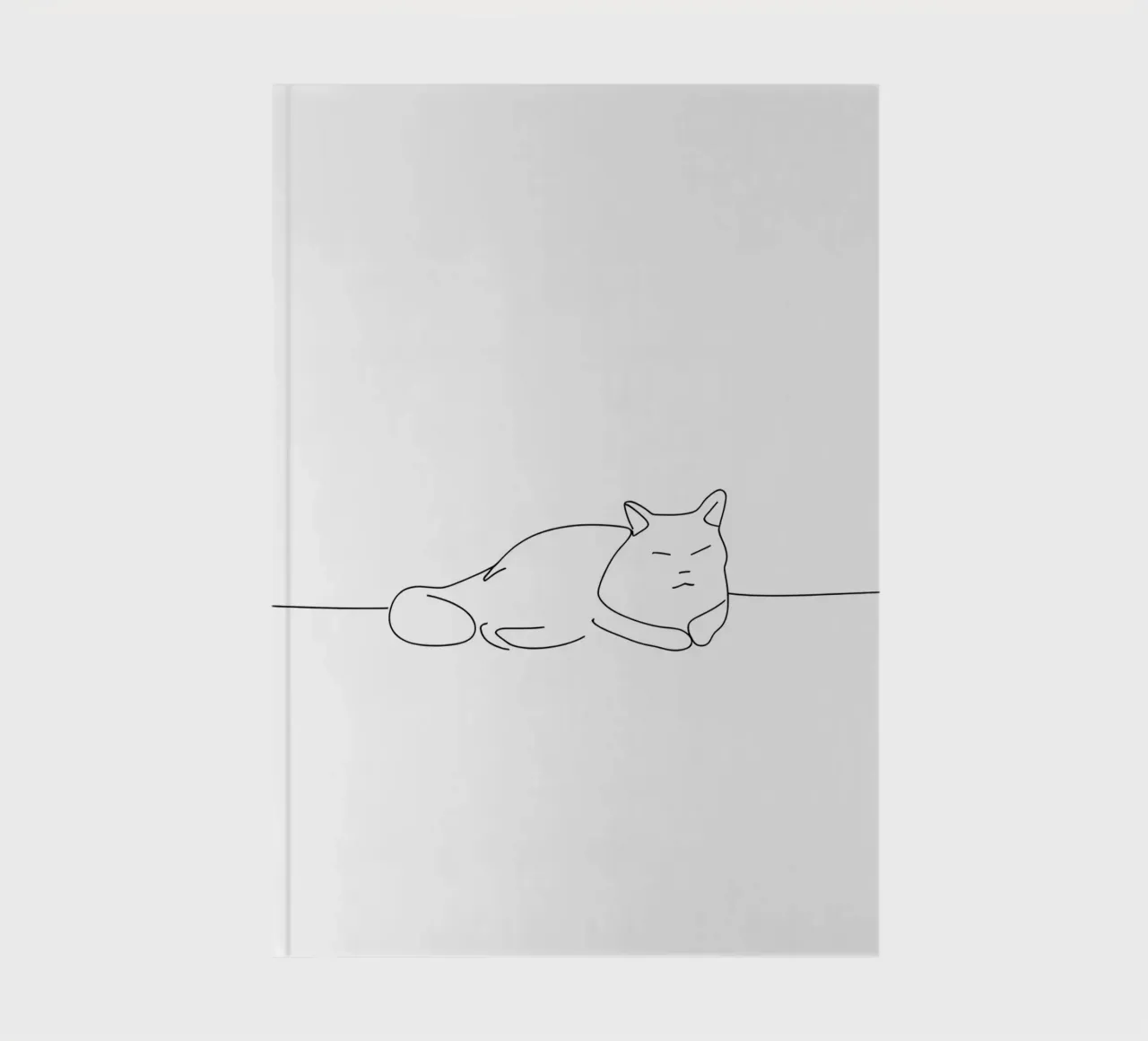 Minimalist Line Drawing of a Cat Sleeping | Modern Abstract notebook by Viv Line Art