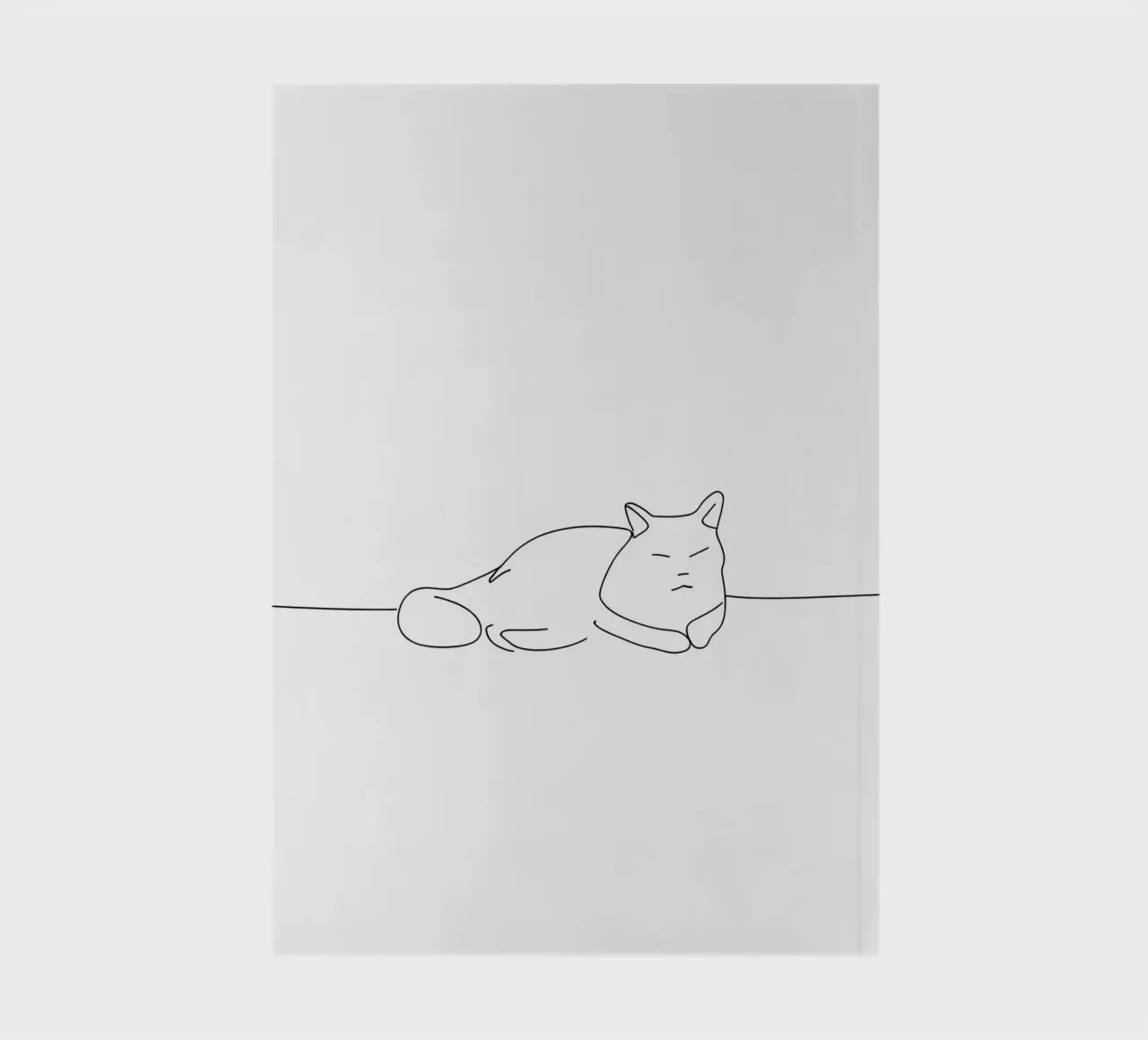 Minimalist Line Drawing of a Cat Sleeping | Modern Abstract notebook by Viv Line Art