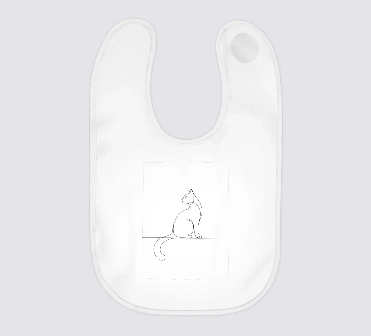 Minimalist Line Drawing of a Cat Sitting on a Wall | Modern baby bib by Viv Line Art