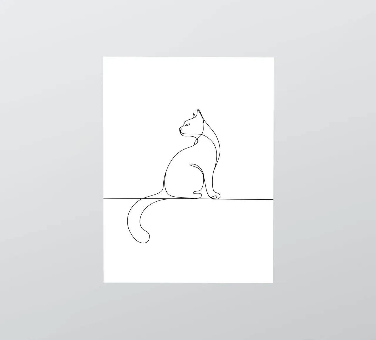 Minimalist Line Drawing of a Cat Sitting on a Wall | Modern sticker by Viv Line Art