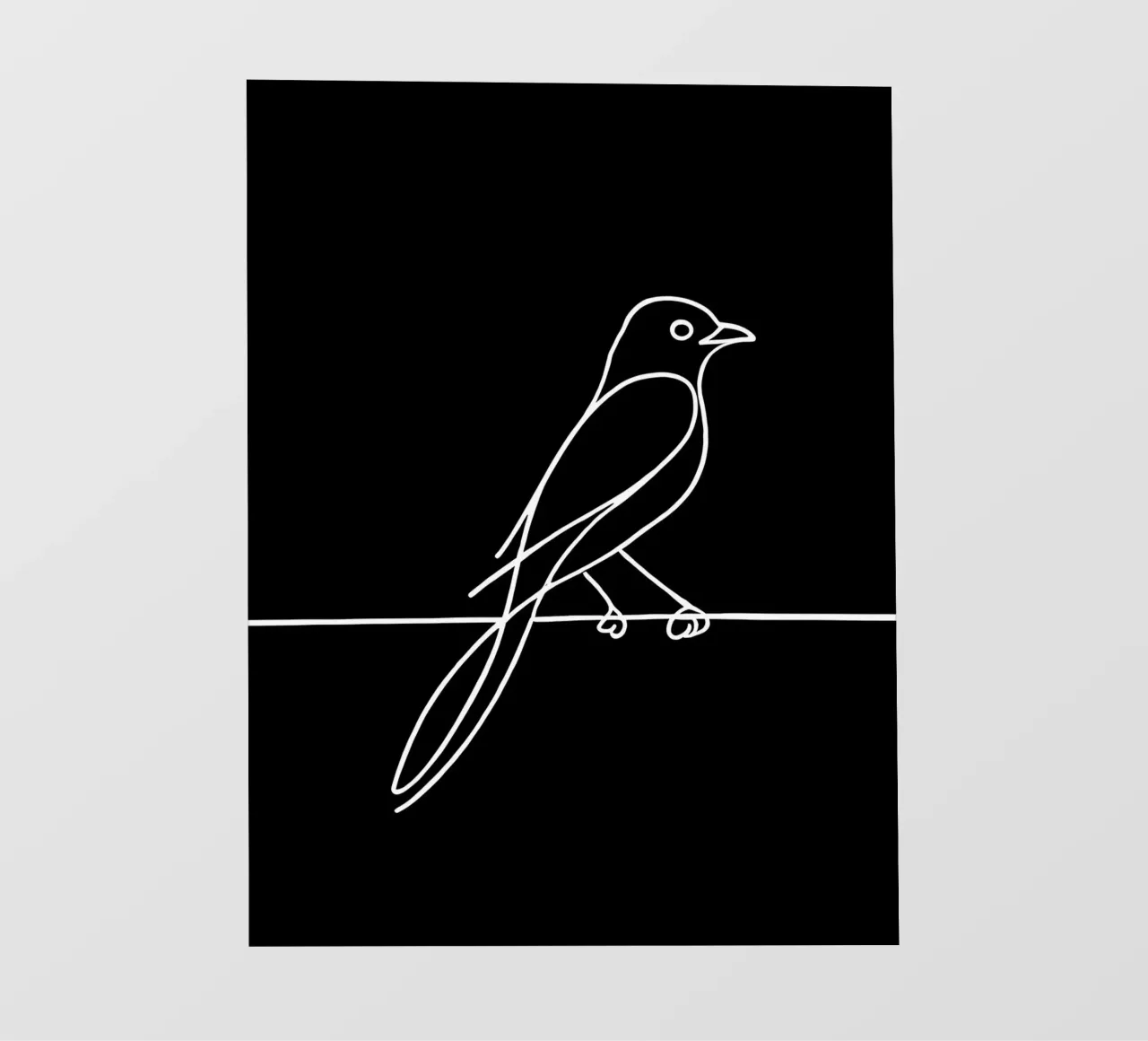 Minimalist Line Drawing of a Bird on a Wire | Modern Abstrac photo wallpaper by Viv Line Art