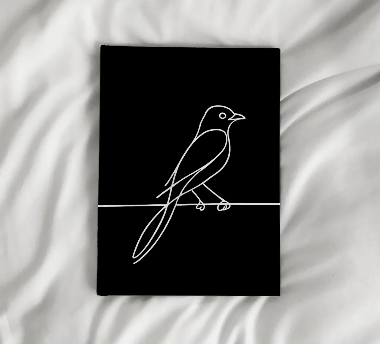 Minimalist Line Drawing of a Bird on a Wire | Modern Abstrac notebook by Viv Line Art