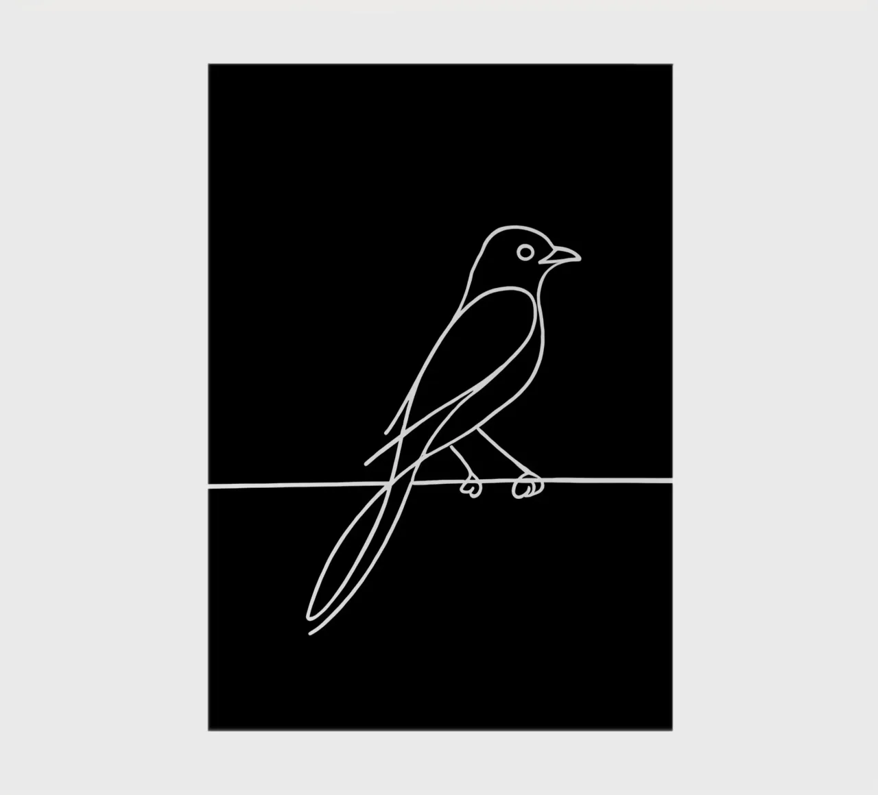 Minimalist Line Drawing of a Bird on a Wire | Modern Abstrac notebook by Viv Line Art