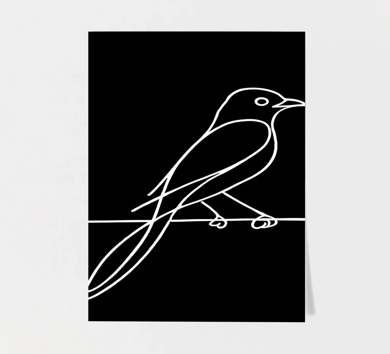 Minimalist Line Drawing of a Bird on a Wire | Modern Abstrac sticker sheet by Viv Line Art