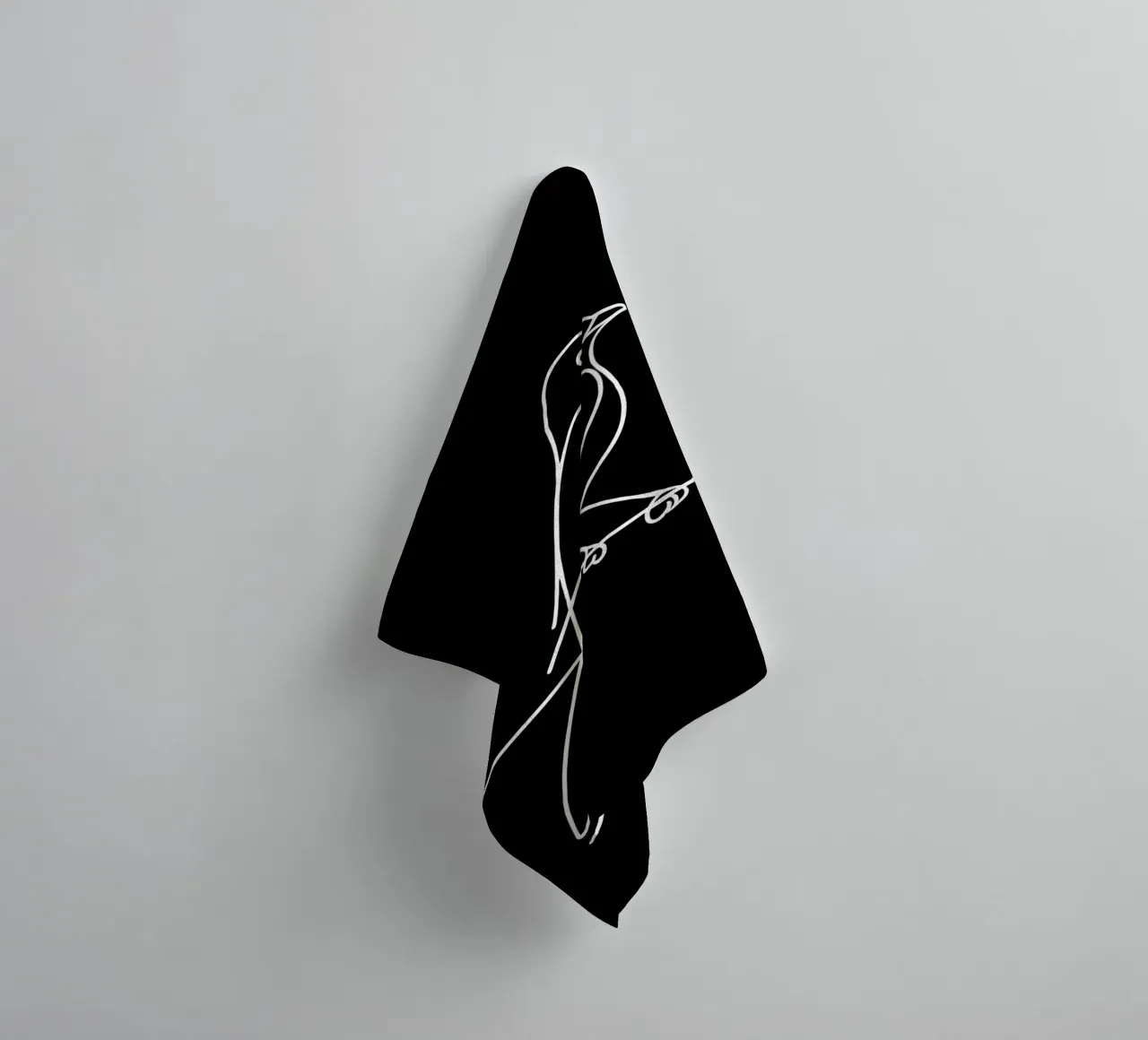 Minimalist Line Drawing of a Bird on a Wire | Modern Abstrac towel by Viv Line Art
