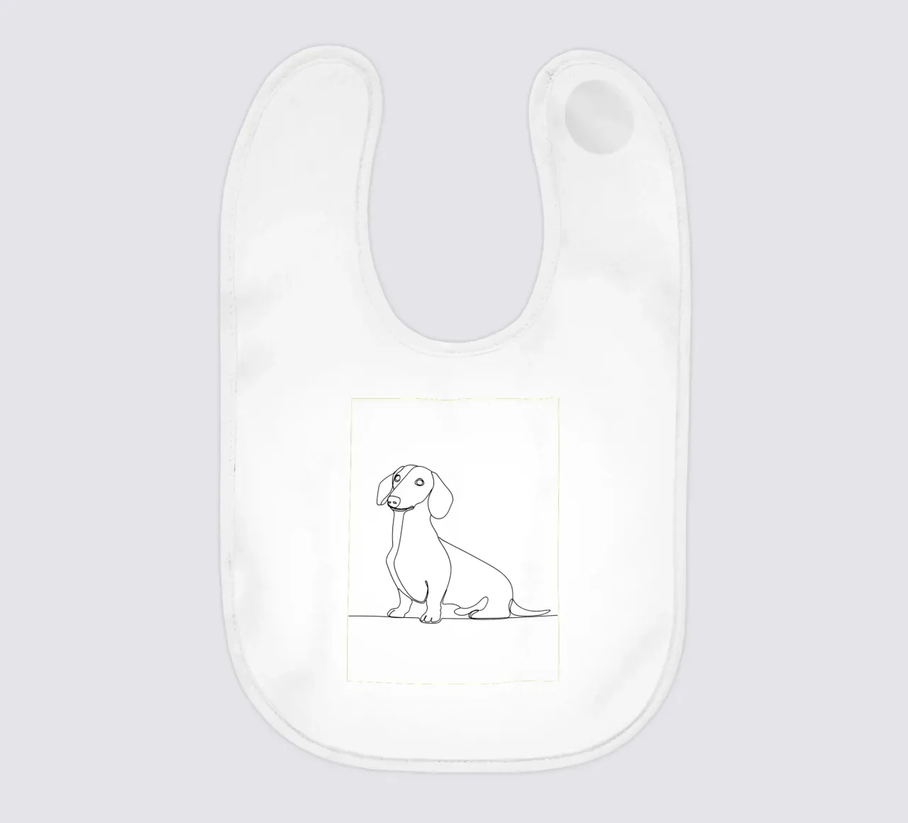Minimalistische Strichzeichnung eines Dackels | Moderne abstrakte Kunst Babylätzchen von Viv Line Art