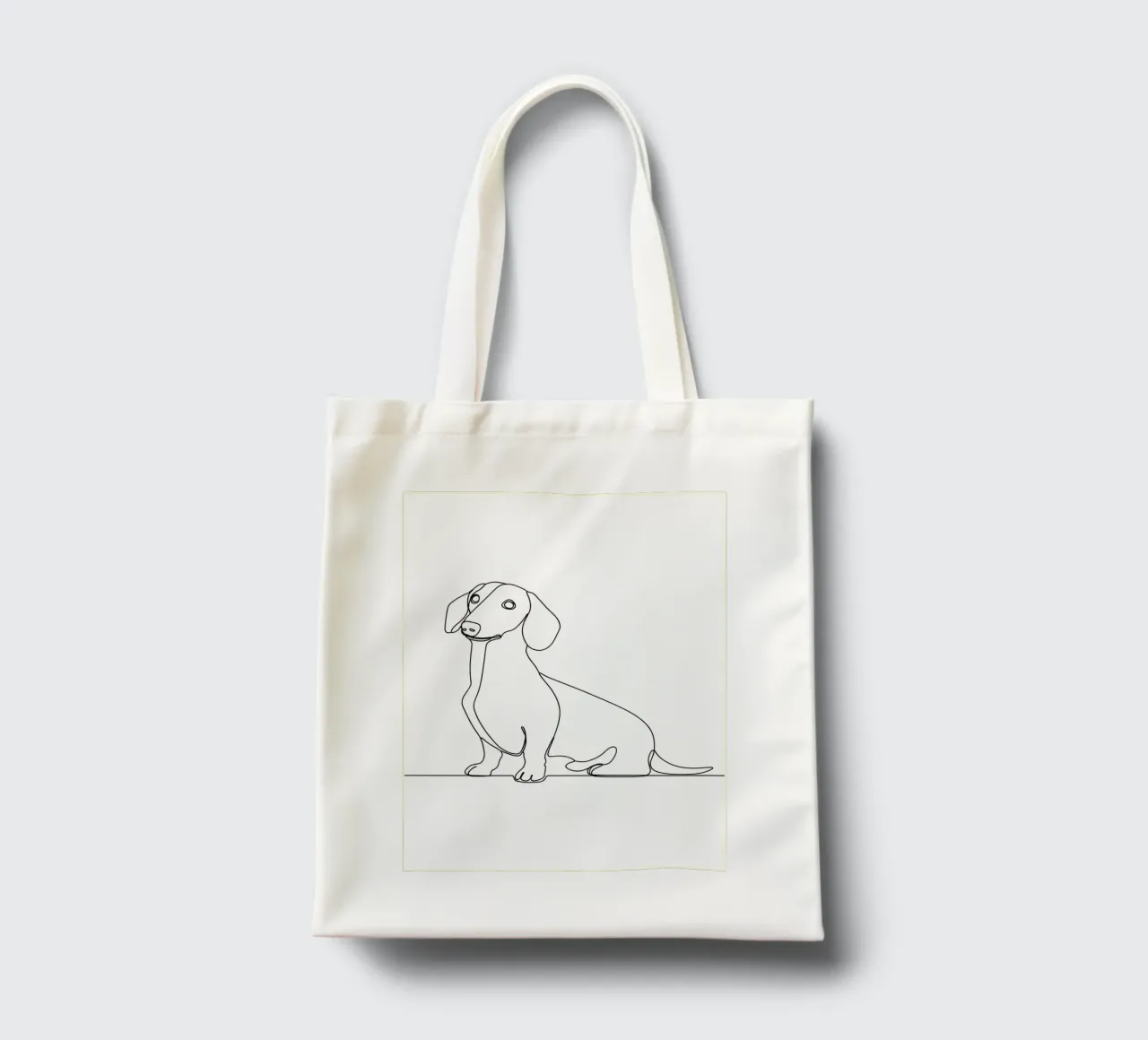 Minimalist Line Drawing of a Dachshund | Modern Abstract Art tote bag by Viv Line Art
