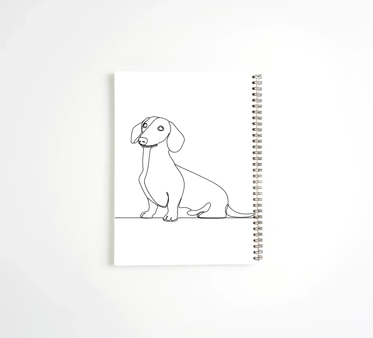 Dessin au trait minimaliste d'un teckel | Modern Abstract Art carnet à spirale de Viv Line Art