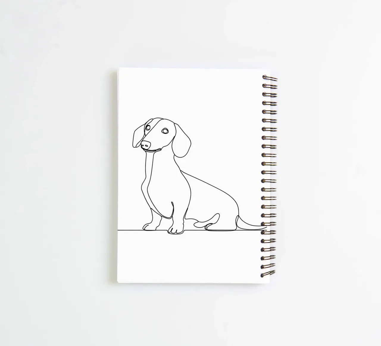 Dessin au trait minimaliste d'un teckel | Modern Abstract Art carnet à spirale de Viv Line Art