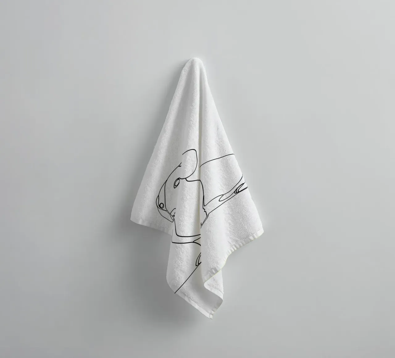 Dessin au trait minimaliste d'un teckel | Modern Abstract Art serviette de bain de Viv Line Art