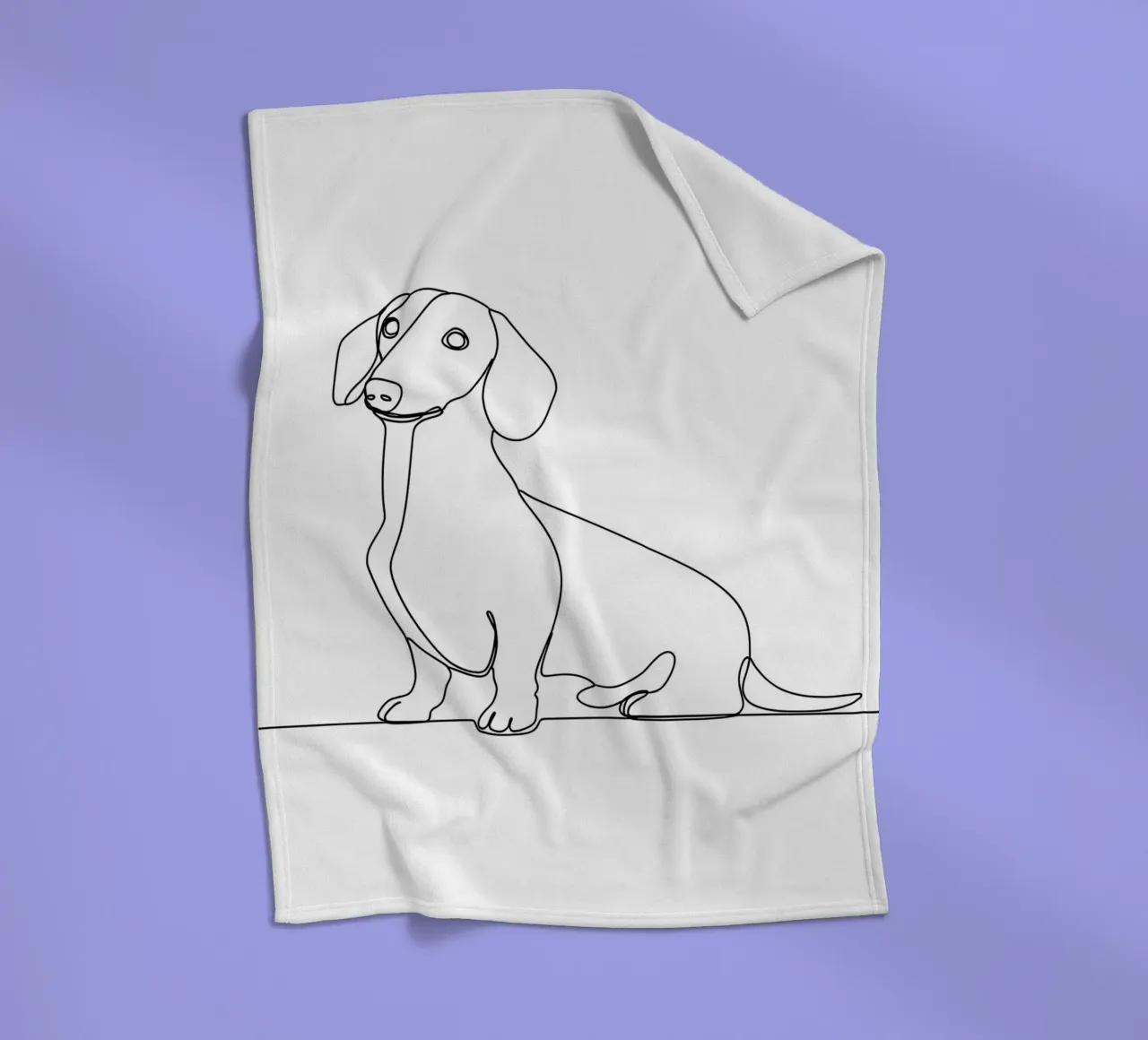 Minimalistische Strichzeichnung eines Dackels | Moderne abstrakte Kunst Fleecedecke von Viv Line Art