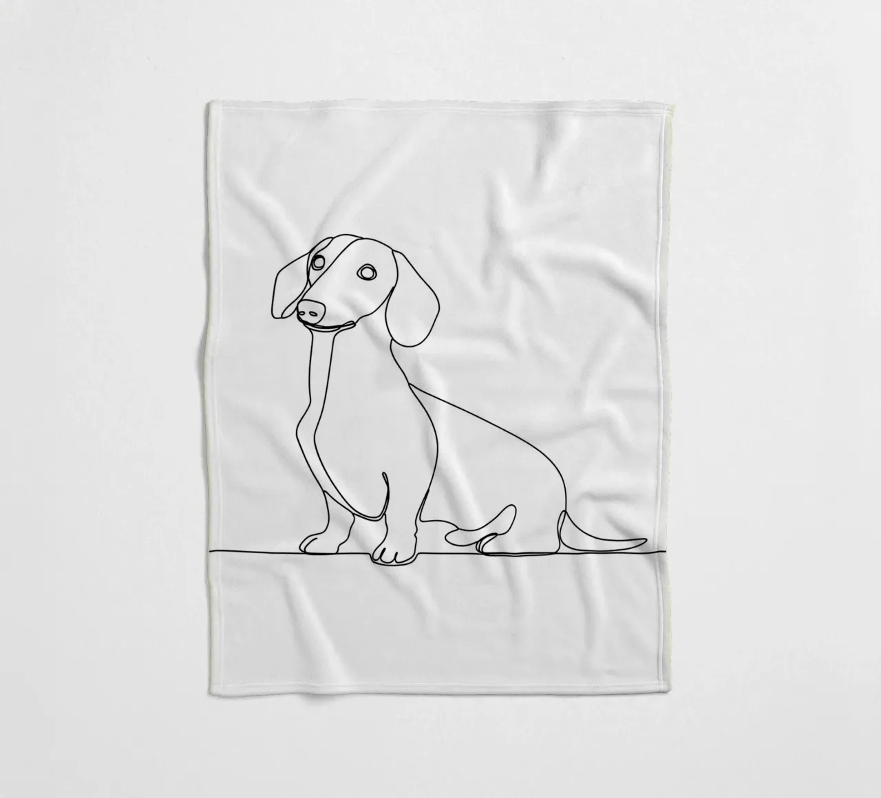 Minimalistische Strichzeichnung eines Dackels | Moderne abstrakte Kunst Fleecedecke von Viv Line Art