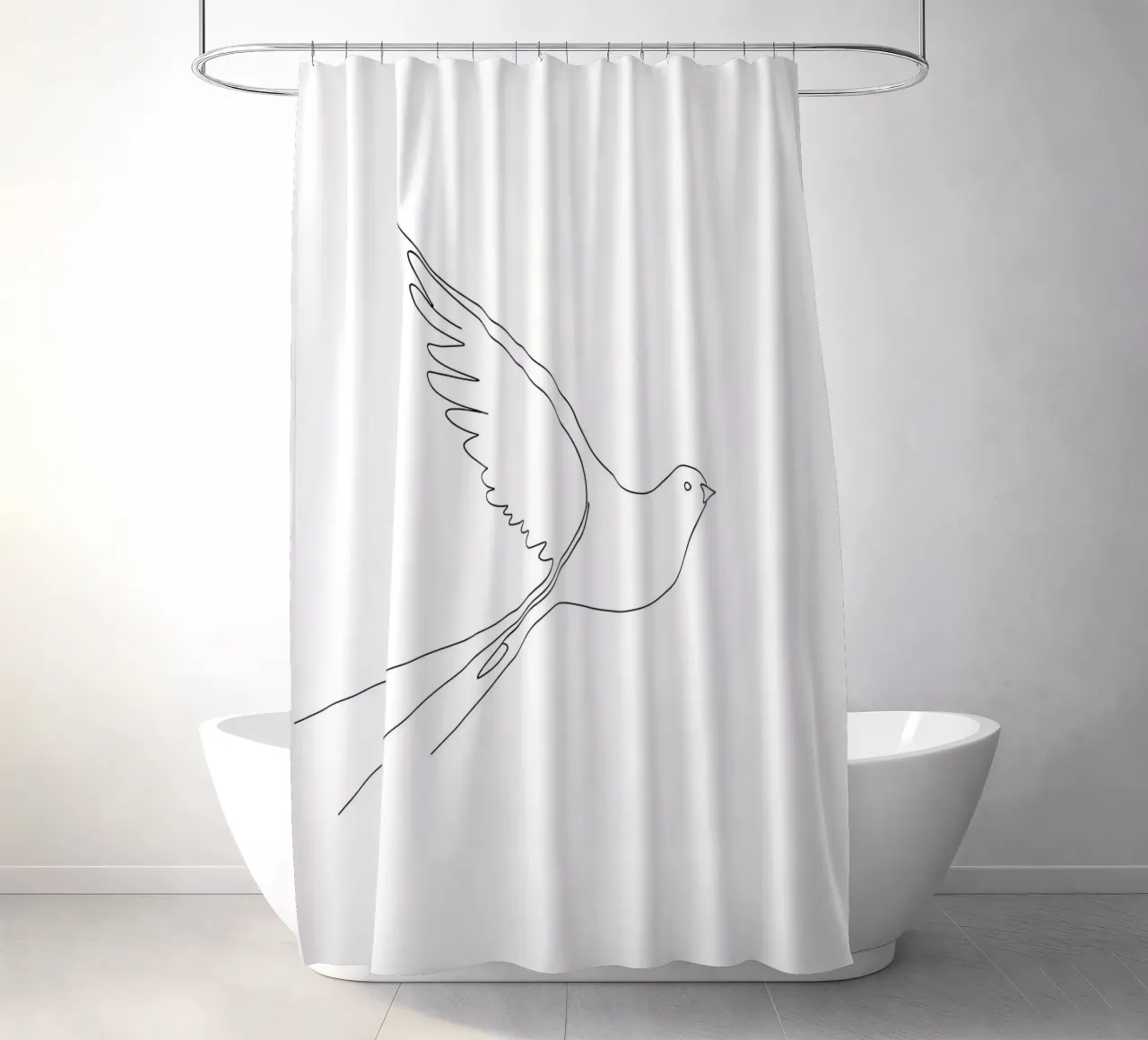 Dessin au trait minimaliste d'une colombe | Modern Abstract Art rideau de douche de Viv Line Art