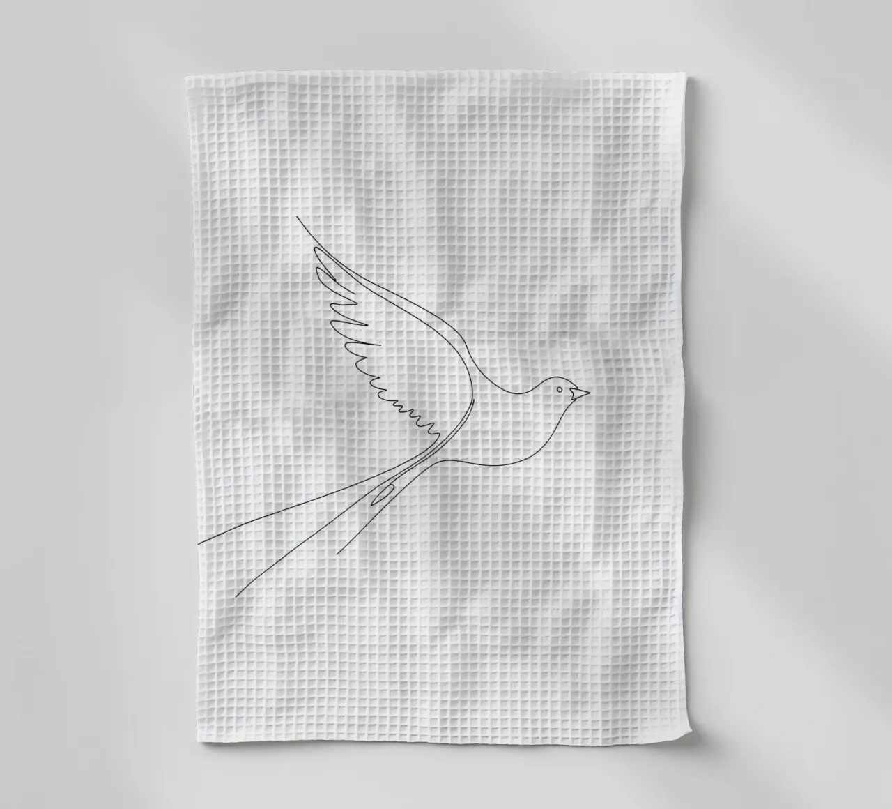 Dessin au trait minimaliste d'une colombe | Modern Abstract Art torchon de Viv Line Art