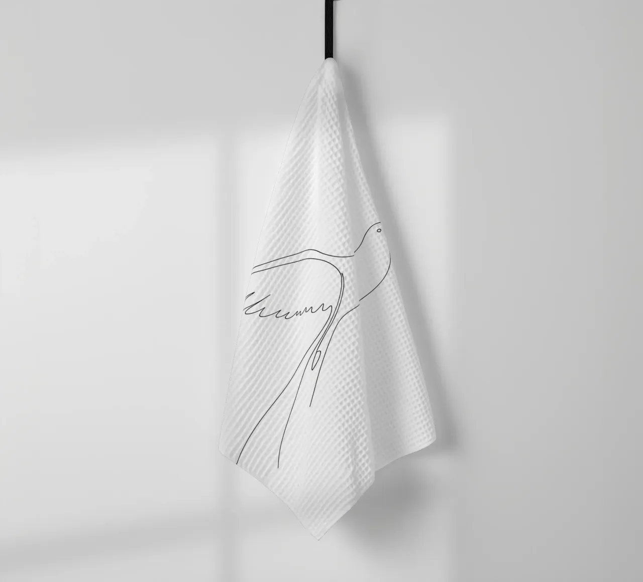 Dessin au trait minimaliste d'une colombe | Modern Abstract Art torchon de Viv Line Art