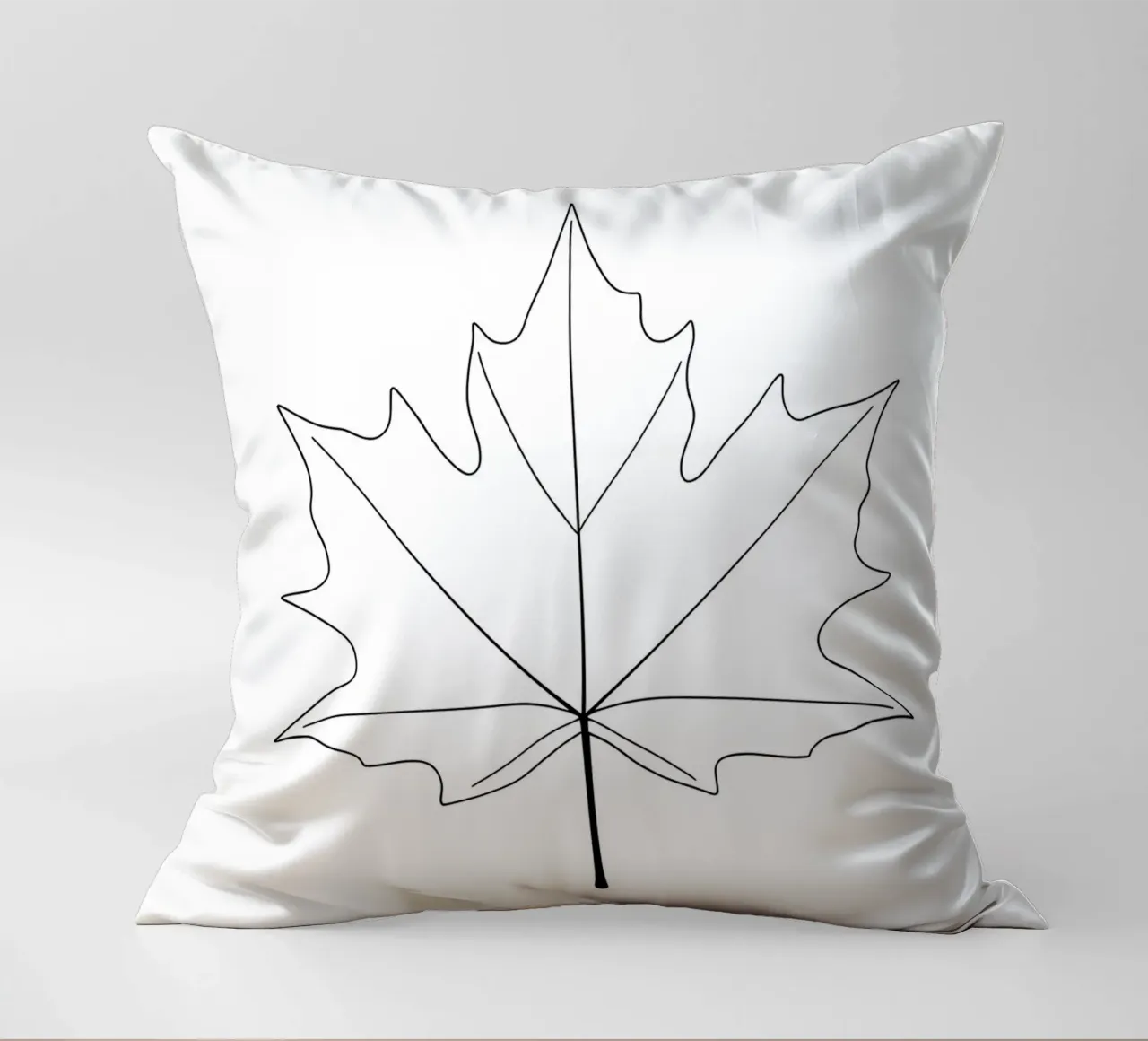Minimalist Line Drawing of a Maple Leaf | Modern Abstract Ar decorative cushion by Viv Line Art