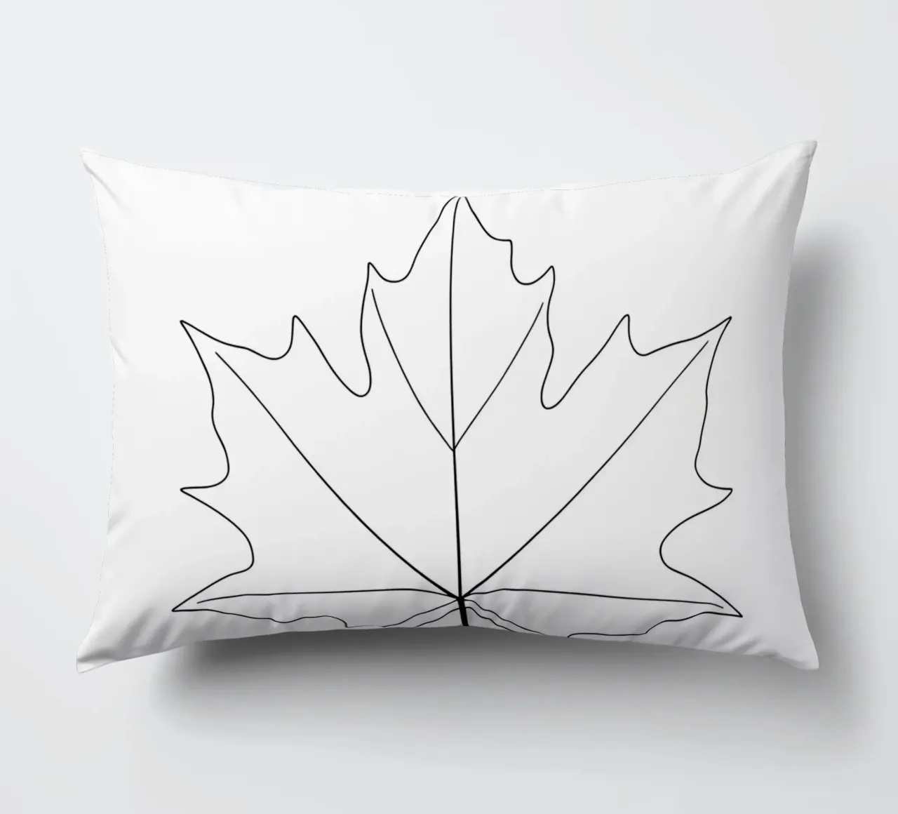 Minimalist Line Drawing of a Maple Leaf | Modern Abstract Ar decorative cushion by Viv Line Art