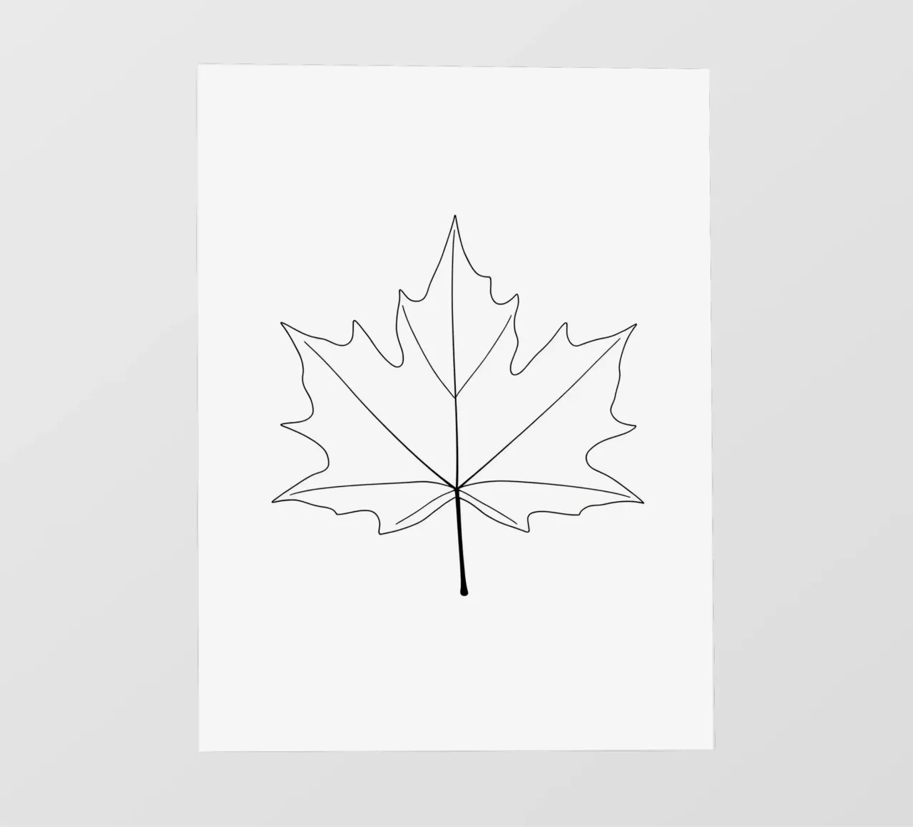 Minimalist Line Drawing of a Maple Leaf | Modern Abstract Ar photo wallpaper by Viv Line Art