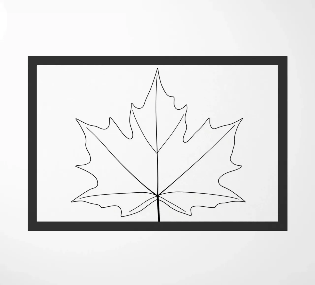 Dessin au trait minimaliste d'une feuille d'érable | Modern Abstract Ar paillasson de Viv Line Art