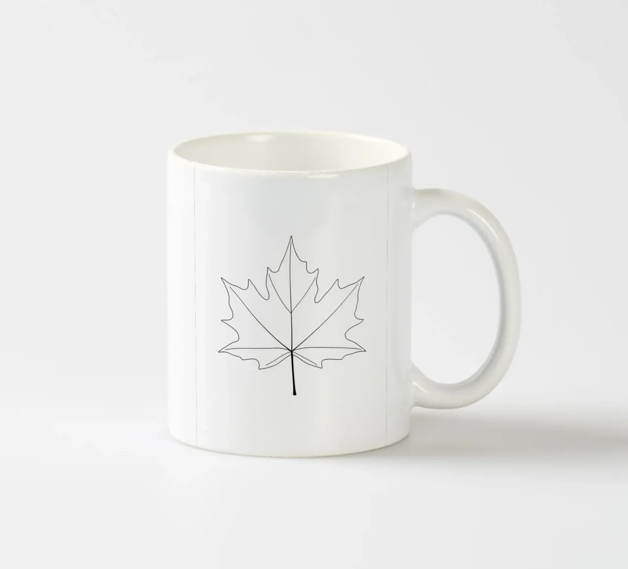 Minimalist Line Drawing of a Maple Leaf | Modern Abstract Ar ceramic mug by Viv Line Art