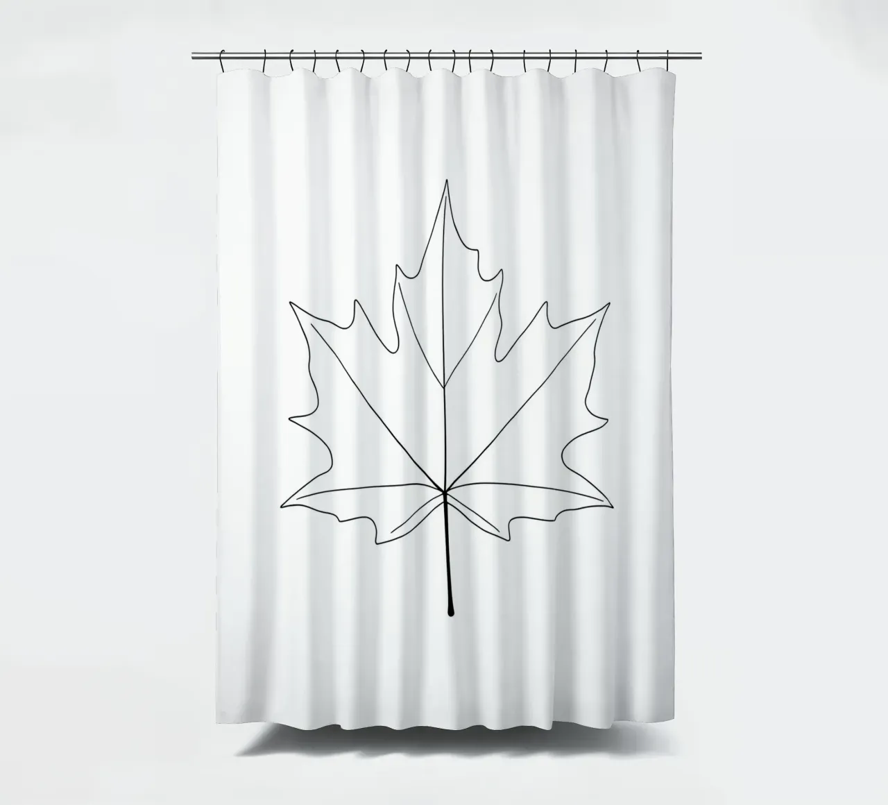 Minimalist Line Drawing of a Maple Leaf | Modern Abstract Ar shower curtain by Viv Line Art