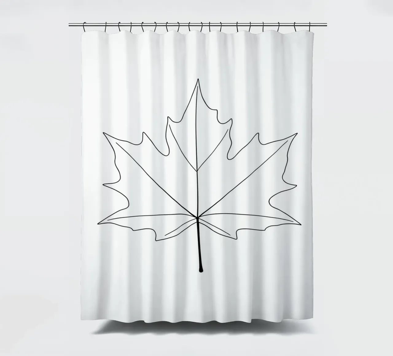 Minimalist Line Drawing of a Maple Leaf | Modern Abstract Ar shower curtain by Viv Line Art