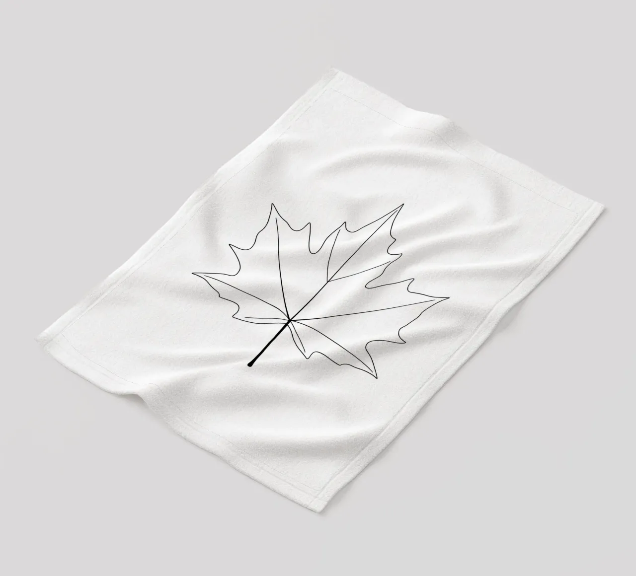 Minimalist Line Drawing of a Maple Leaf | Modern Abstract Ar fleece blanket by Viv Line Art