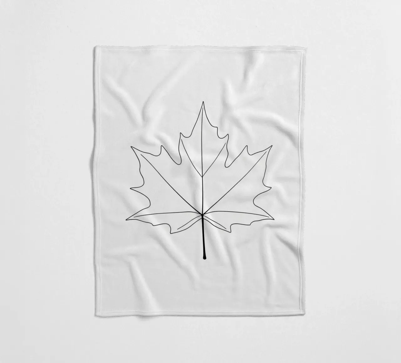 Minimalist Line Drawing of a Maple Leaf | Modern Abstract Ar fleece blanket by Viv Line Art