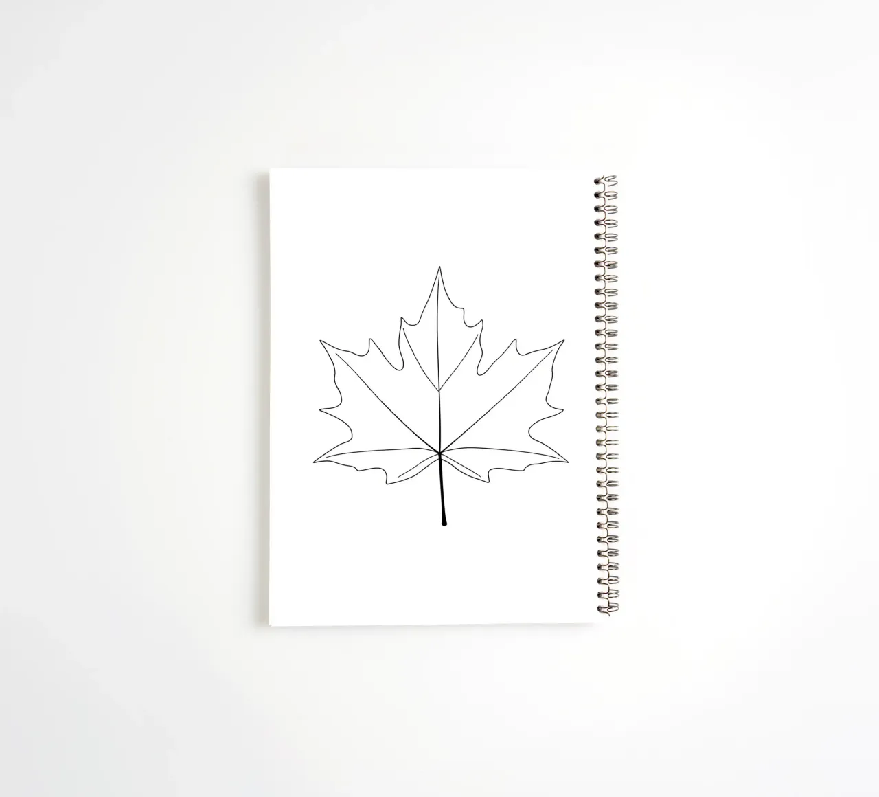 Minimalist Line Drawing of a Maple Leaf | Modern Abstract Ar spiral notebook by Viv Line Art