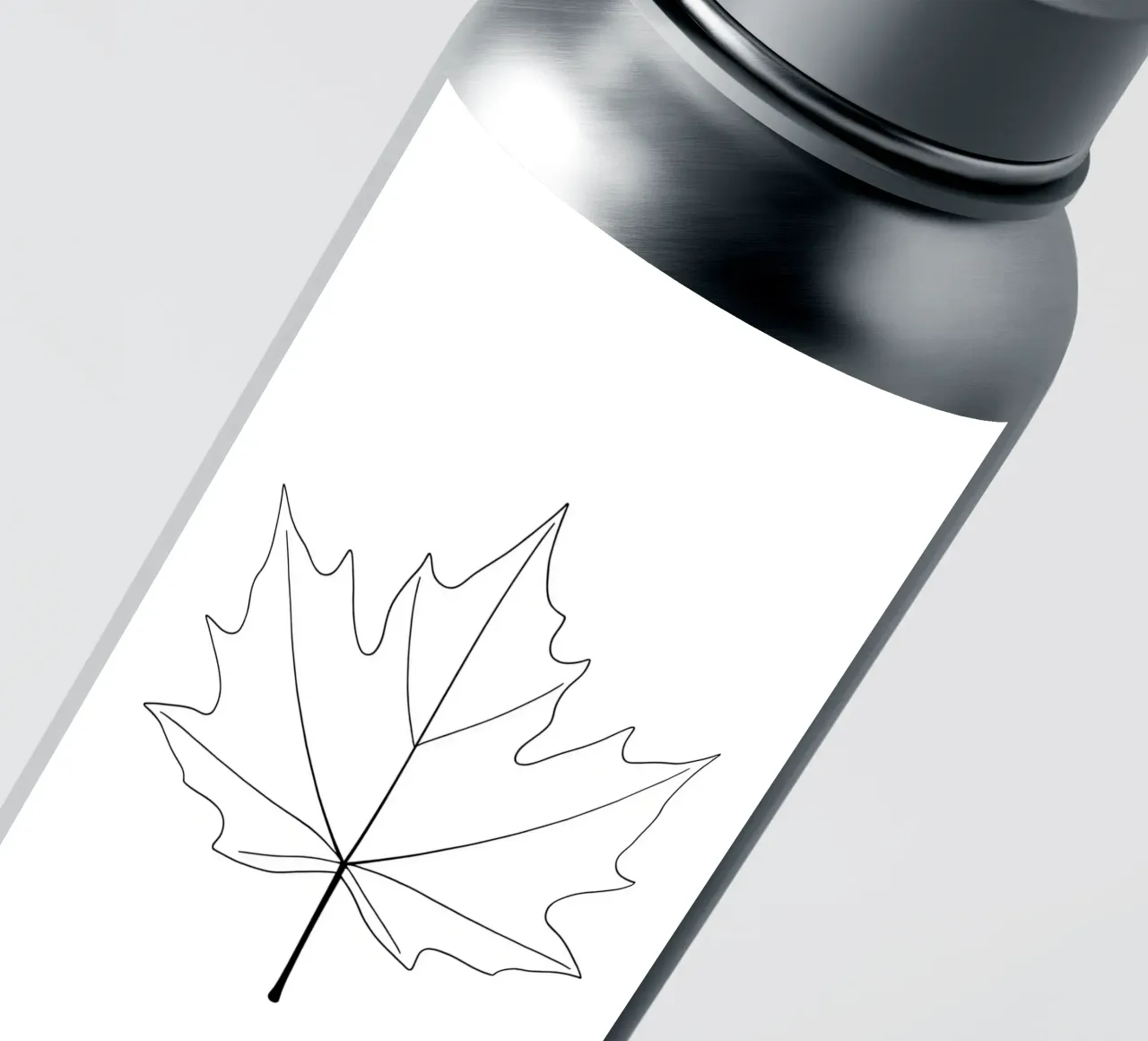 Dessin au trait minimaliste d'une feuille d'érable | Modern Abstract Ar autocollant de Viv Line Art
