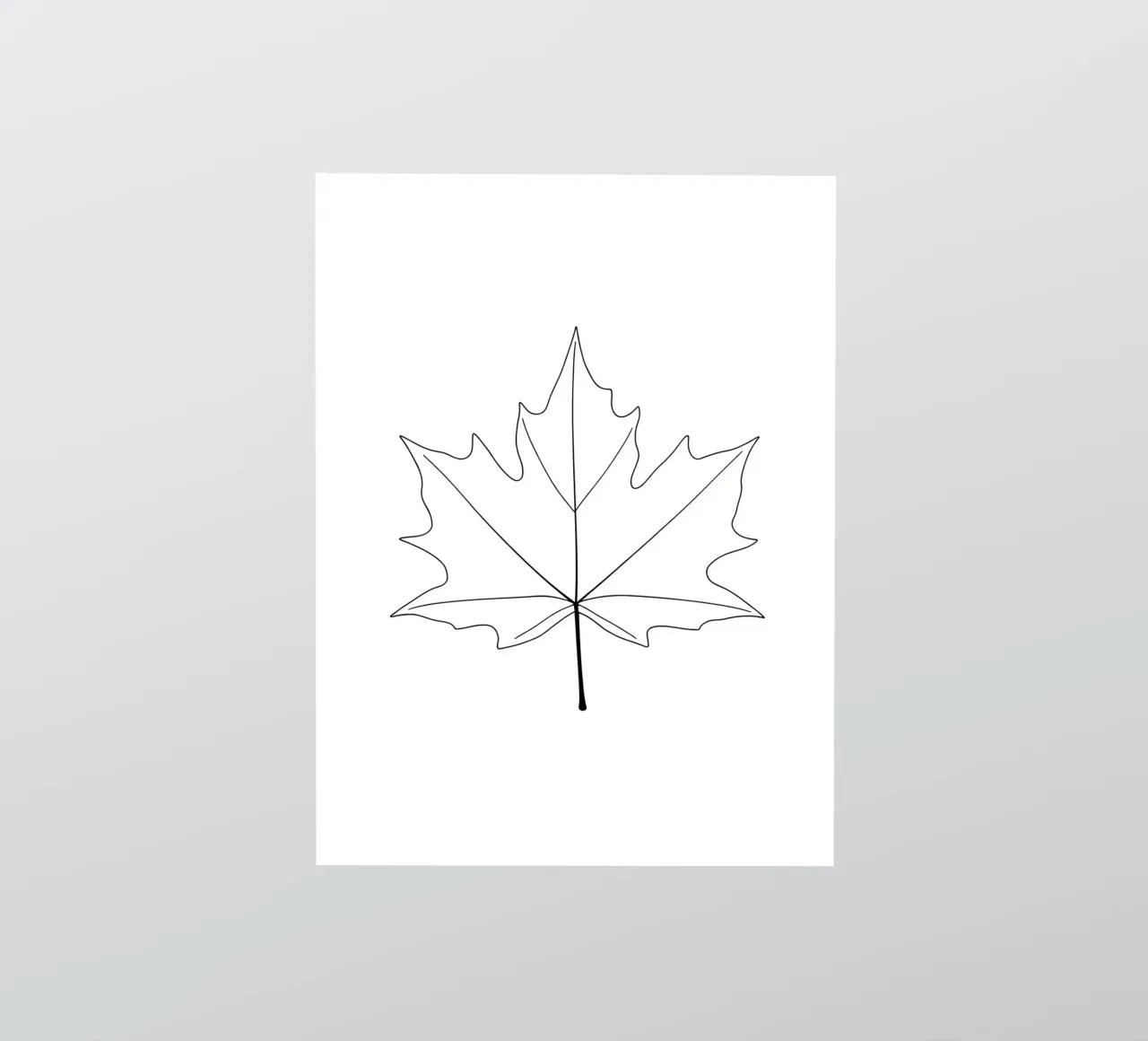 Dessin au trait minimaliste d'une feuille d'érable | Modern Abstract Ar autocollant de Viv Line Art
