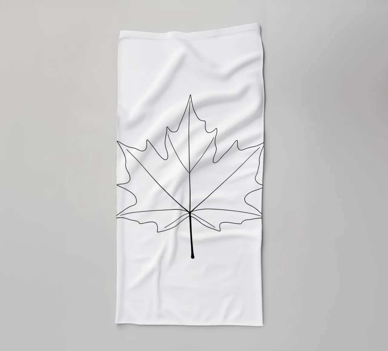 Dessin au trait minimaliste d'une feuille d'érable | Modern Abstract Ar serviette de bain de Viv Line Art