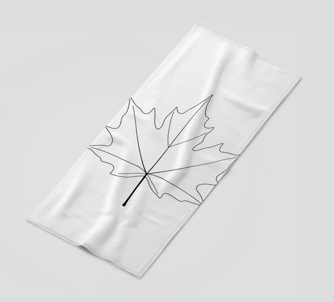 Minimalist Line Drawing of a Maple Leaf | Modern Abstract Ar beach towel by Viv Line Art
