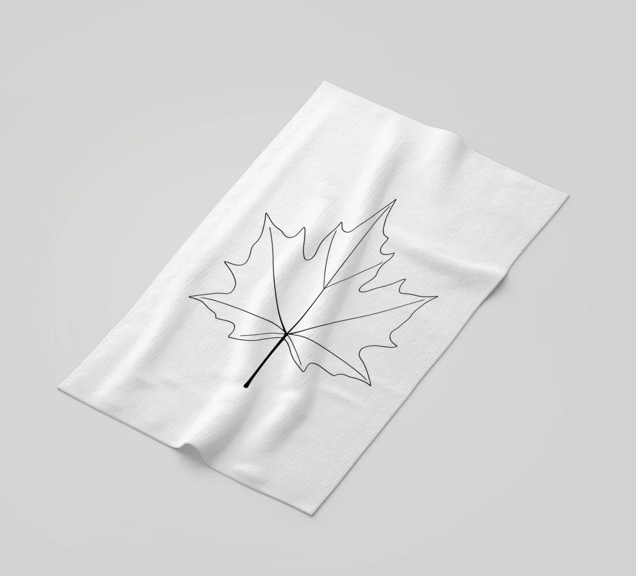 Minimalist Line Drawing of a Maple Leaf | Modern Abstract Ar beach towel by Viv Line Art