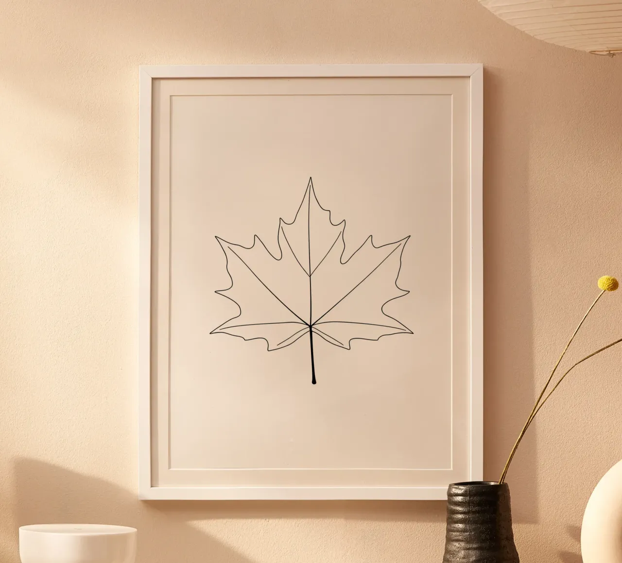 Dessin au trait minimaliste d'une feuille d'érable | Modern Abstract Ar hahnemühle de Viv Line Art