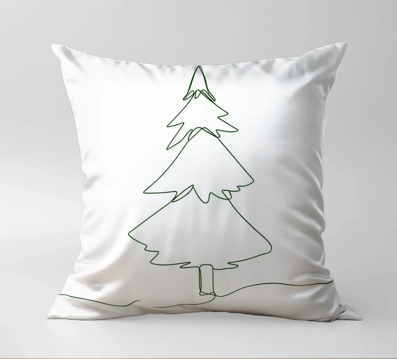 Disegno lineare minimalista di un albero di Natale | Modern Abstrac cuscino da Viv Line Art