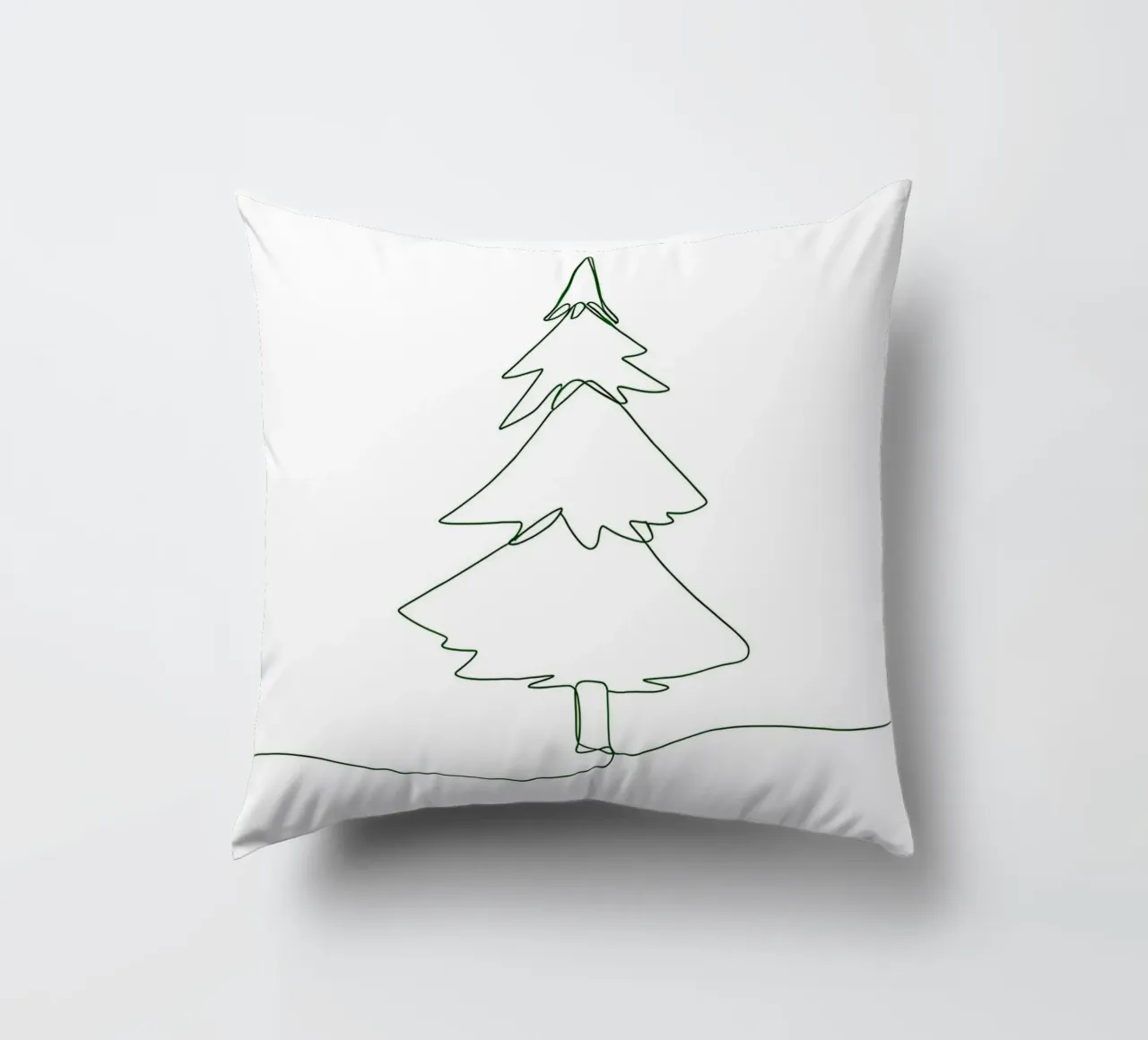 Disegno lineare minimalista di un albero di Natale | Modern Abstrac cuscino da Viv Line Art