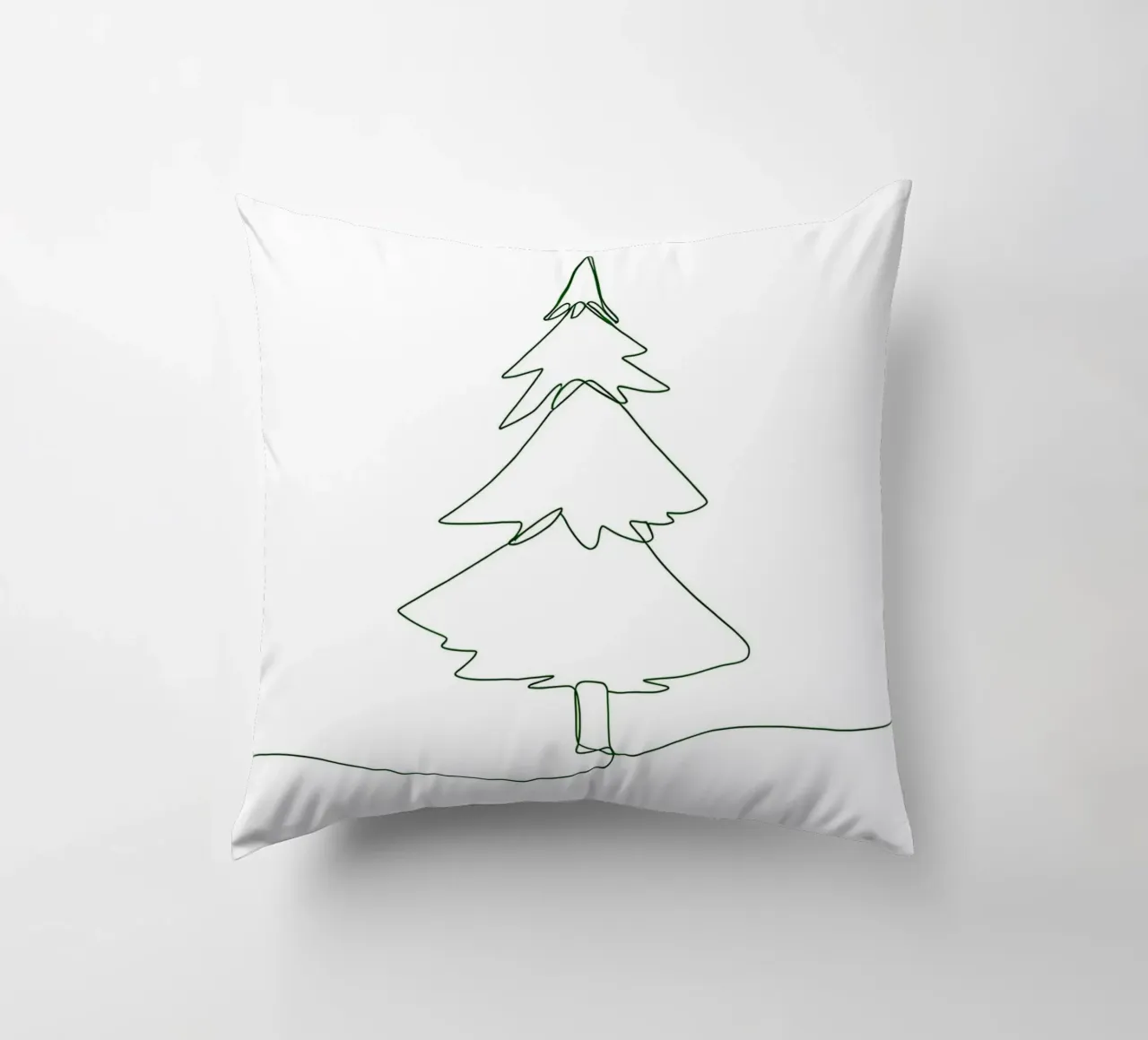 Disegno lineare minimalista di un albero di Natale | Modern Abstrac cuscino da Viv Line Art