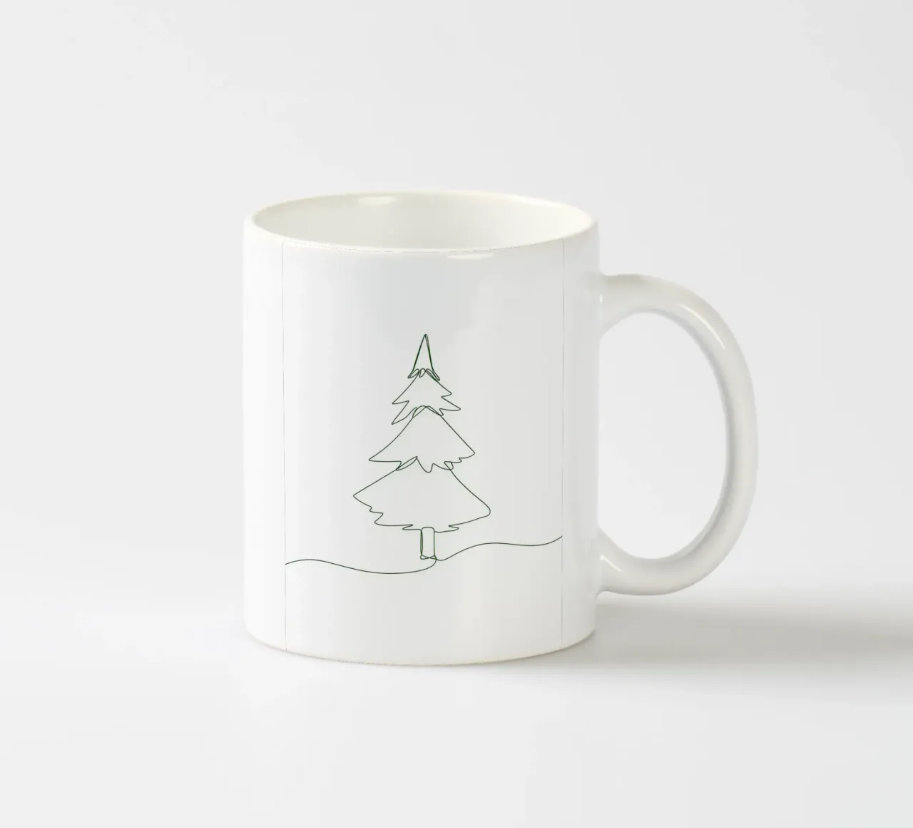 Disegno lineare minimalista di un albero di Natale | Modern Abstrac tazza in ceramica da Viv Line Art