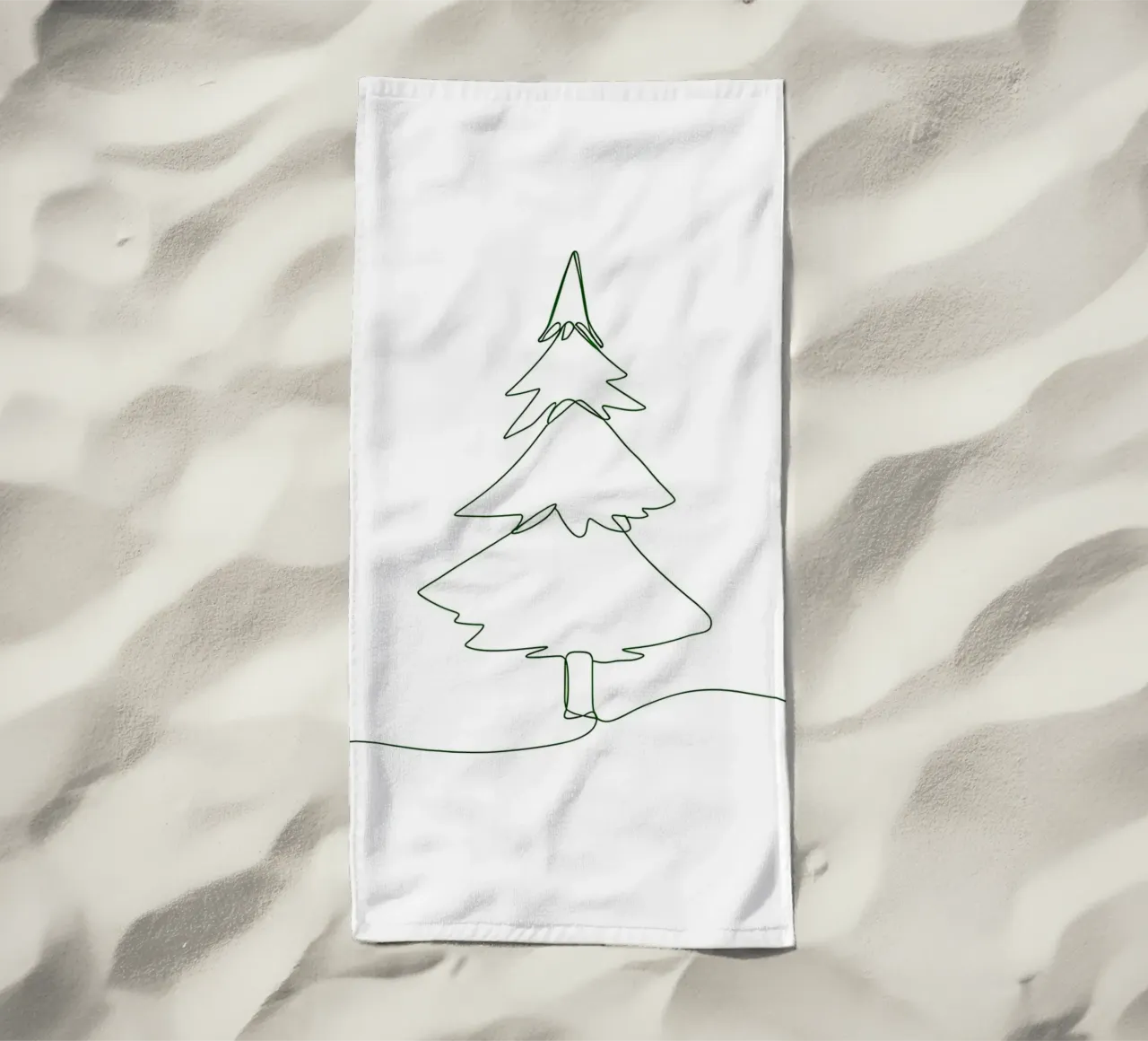 Disegno lineare minimalista di un albero di Natale | Modern Abstrac telo mare da Viv Line Art