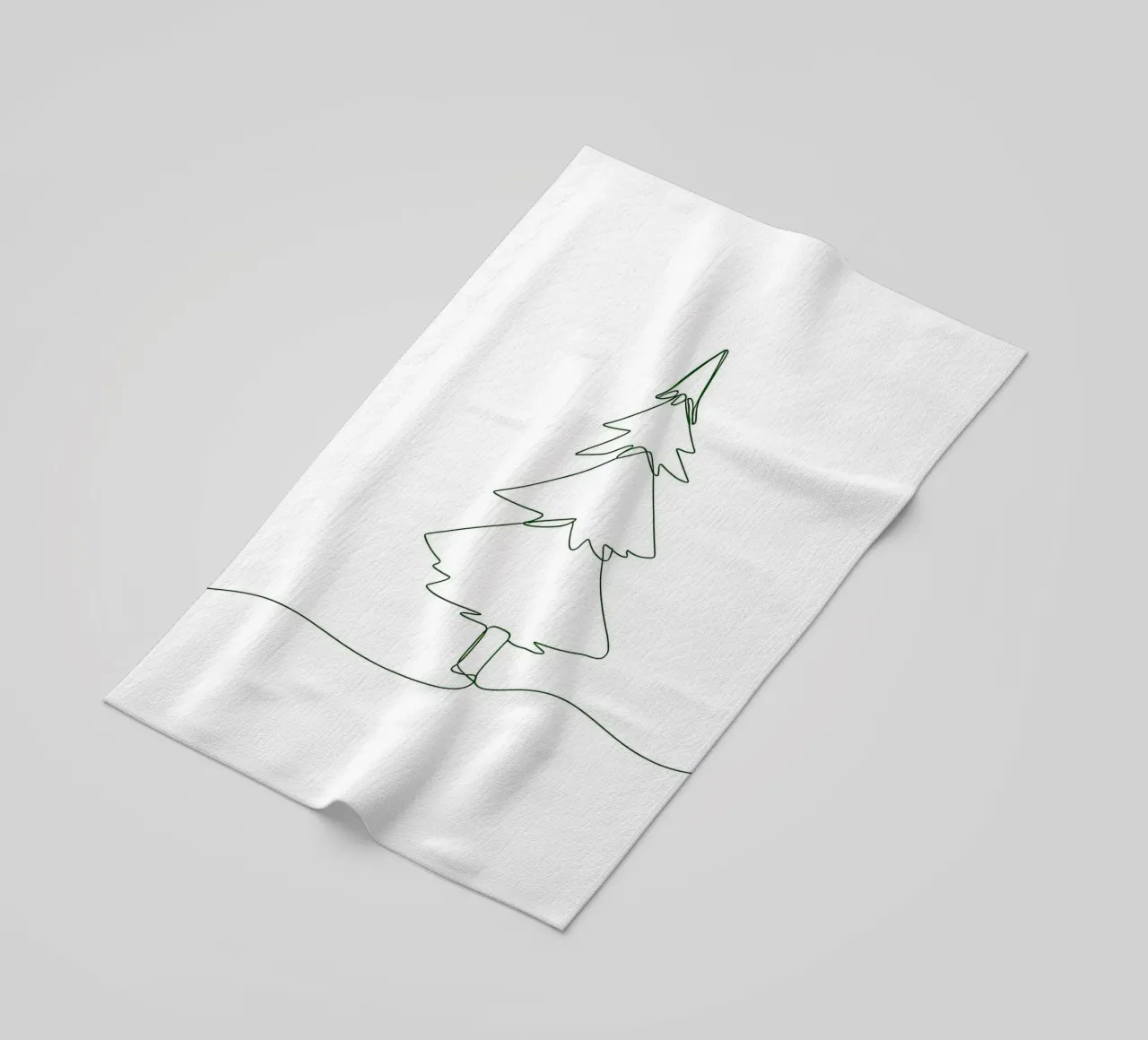 Disegno lineare minimalista di un albero di Natale | Modern Abstrac telo mare da Viv Line Art