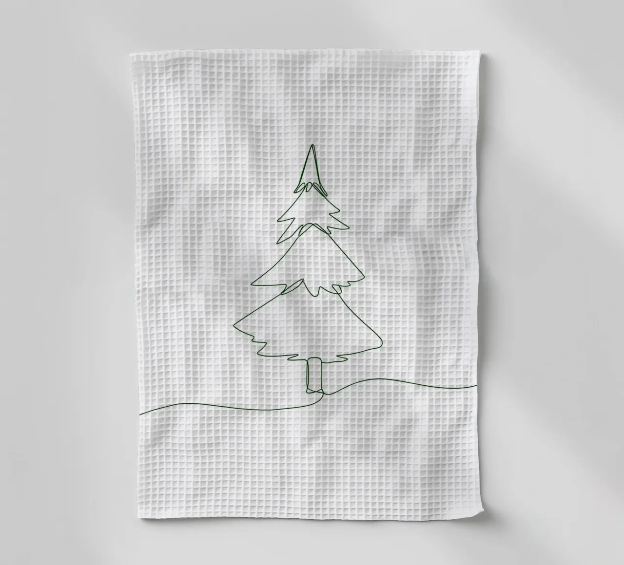 Minimalist Line Drawing of a Christmas Tree | Modern Abstrac tea towel by Viv Line Art
